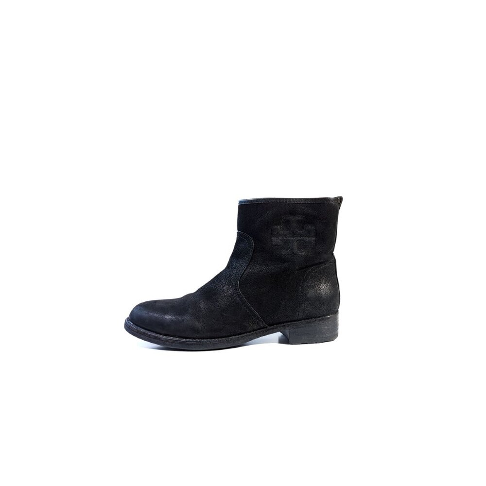 Tory Burch Boots Black Leather Ankle Boots Size 11